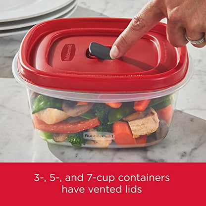 Rubbermaid 16-Piece Food Storage Containers with Lids and Steam Vents, Microwave and Dishwasher Safe, Red