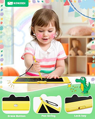 KOKODI LCD Writing Tablet, 10 Inch Colorful Toddler Doodle Board Drawing Tablet, Erasable Reusable Electronic Drawing Pads, Educational and Learning Toy for 3-6 Years Old Boy and Girls