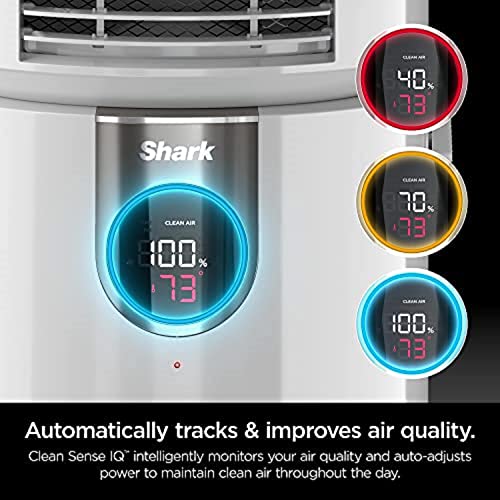 Shark HC502 3-in-1 Clean Sense Air Purifier MAX, Heater & Fan, HEPA Filter, 1000 Sq Ft, Oscillating, Large Rooms, Kitchens, Captures 99.98% of Particles for Clean Air, Dust, Smoke & Allergens, White