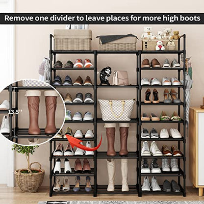 Kottwca Shoe Rack Organizer for Entryway Closet, 9 Tiers Metal Shoe Storage Shelf for 50-55 Pairs Shoe and Boots, Space Saving Large Shoe Cabinet for Bedroom Cloakroom Hallway