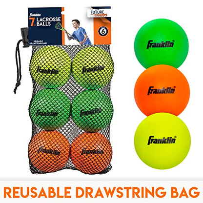 Franklin Sports Lacrosse Balls - Soft Rubber Lacrosse Balls for Kids - Perfect for Beginners & First Time Players - Softer & Smaller Construction Than Regulation Balls for Safe Play - Pack of 6