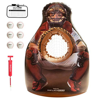 GoSports Inflataman Baseball Toss Challenge - Inflatable Catcher Strike Zone Pitching Game