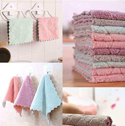 12 Pack Kitchen Towels Quick Dry Washcloths, Coral Velvet Dishtowels Multipurpose Reusable Dish Cloths, Soft Tea Towels Absorbent Cleaning Cloths Double-Sided Microfiber Towel Lint Free Cleaning Rags.