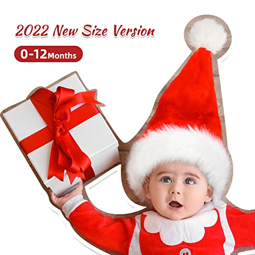 JUANANIUG Baby Santa Hat,Baby Christmas Hat,Classic Thicker Fur Red Newborn Santa Hat for Baby Boy Girl First Christmas Xmas Holiday