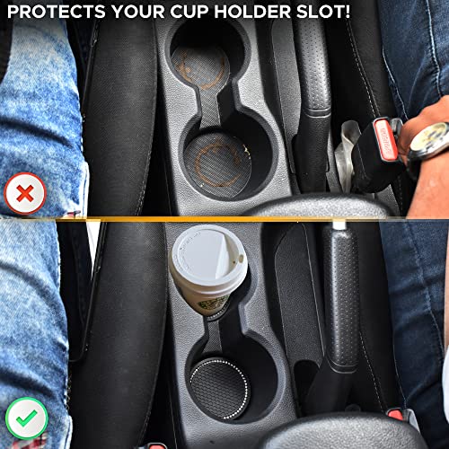 EcoNour Car Cup Coasters (2 Pack) | Car Push Start Button Bling (1 Pack) | Car Cup Holder Coaster | Crystal Rhinestone Car Interior Accessories | 2.75 Inch Universal Anti-Slip Coasters Car for Women