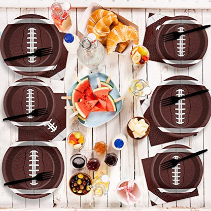 gisgfim 96 Pcs Football Party Supplies Bundle Paper Plates Napkins Football Sports Party Birthday Decorations Favors For Kids Serves 24