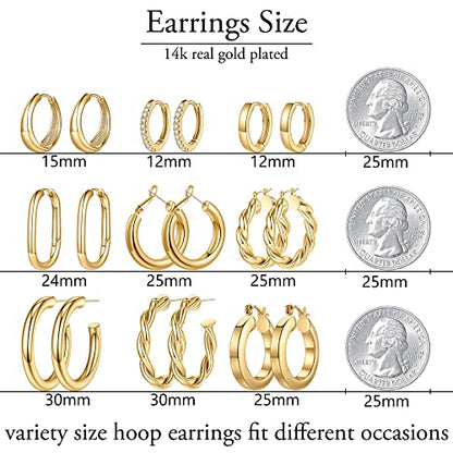 Yesteel Earrings-for-Women - Gold Hoop Earrings for Women Trendy, Chunky Gold Hoops Earrings Hypoallergenic Earrings, Small Hoop Huggie Earrings for Women Stainless Steel Statement Earrings, Birthday Gifts for Women Teen Girls Jewelry