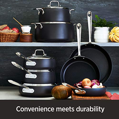 All-Clad HA1 Hard Anodized Nonstick Grill 11x11 Inch Oven Broiler Safe 350F Pots and Pans, Cookware Black