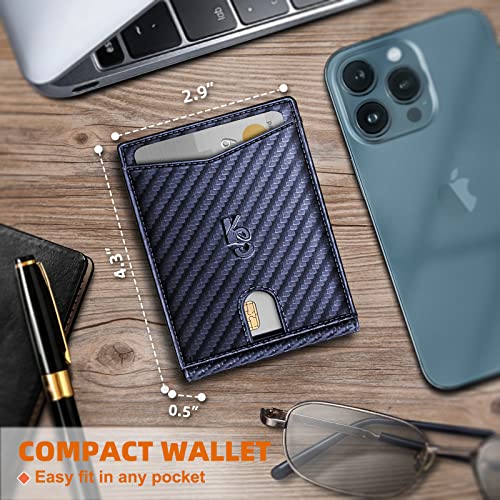 KEMISANT Men Wallet, Slim Leather Wallet Money Clip for Men 11 Cards 3"X4.3" RFID Blocking