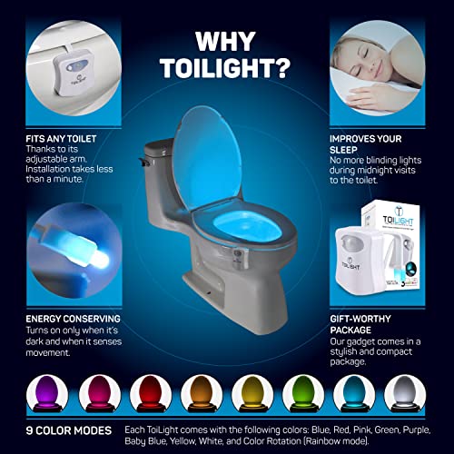 The Original Toilet Night Light Tech Gadget. Fun Bathroom Motion Sensor LED Lighting. Weird Novelty Funny Birthday Gag Stocking Stuffer Gifts Ideas for Him Her Guy Men Boy Toddler Mom Papa Brother