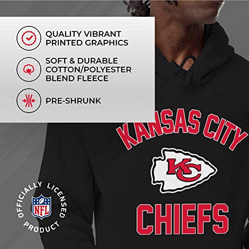 Team Fan Apparel NFL Adult Gameday Hooded Sweatshirt - Poly Fleece Cotton Blend - Stay Warm and Represent Your Team in Style (Kansas City Chiefs - Black, Adult Medium)