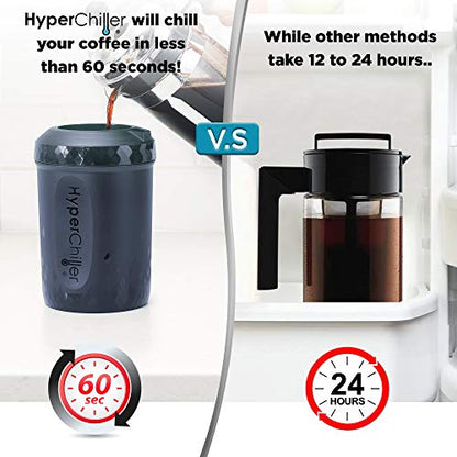 HyperChiller HC2BG Patented Iced Coffee/Beverage Cooler, NEW, IMPROVED,STRONGER AND MORE DURABLE! Ready in One Minute, Reusable for Iced Tea, Wine, Spirits, Alcohol, Juice, 12.5 Oz, Slate Blue