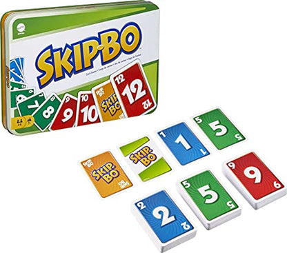 Mattel Games Skip-Bo Card Game for Kids, Adults & Family Night, Travel Game in Collectible Storage Tin for 2-6 Players (Amazon Exclusive)