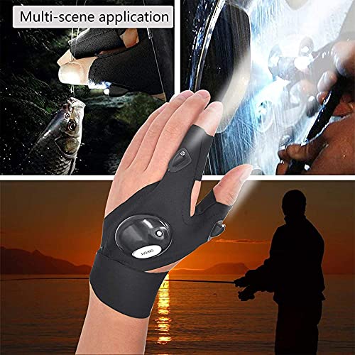 MoCaBy LED Flashlight Gloves, Gifts for Men Him Dad Boyfriend, Grandpa,Cool Gadget Hands-Free Lights for Camping Fishing Repairing, Fathers Day Christmas Birthday Gift(Black)