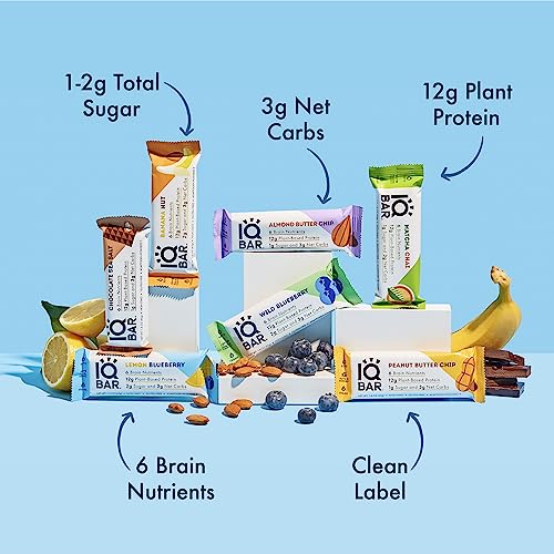 IQBAR Brain and Body Keto Protein Bars - 7 Sampler Keto Energy Bars - Low Carb, High Fiber, Low Sugar Meal Replacement Bars - Vegan Snacks