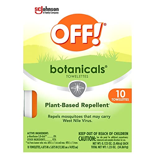 OFF! Botanicals Insect Repellent Wipes, Plant-Based Mosquito Repellent, 10 Count Individually Wrapped Wipes