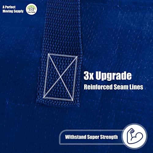 Cosy Family 4 Pack Heavy Duty Extra Large Moving Bags with Backpack Straps - Strong Handles & Zippers, Storage Totes For Space Saving, Fold Flat, Alternative to Moving Box (X-Large-Set of 4, Blue)