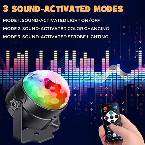 Sound Activated Party Lights with Remote Control Dj Lighting, RBG Disco Ball, Strobe Lamp 7 Modes Stage Par Light for Home Room Dance Parties Birthday DJ Bar Karaoke Xmas Wedding Show Club Pub