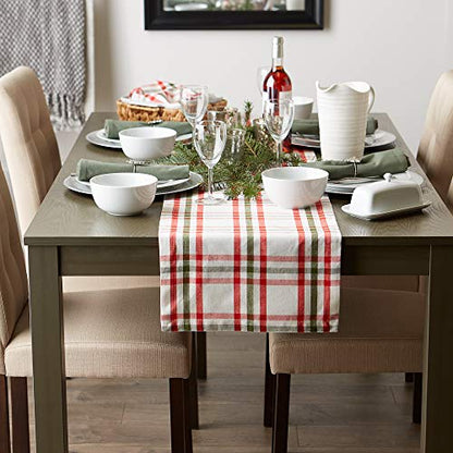 DII Jolly Christmas Tree Collection Holiday Table & Kitchen Décor, Table Runner, 14x72, Christmas Plaid