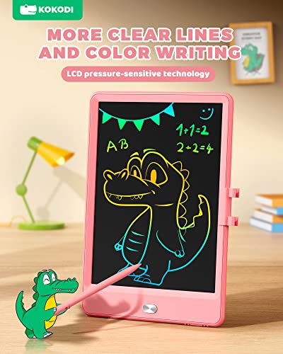 KOKODI LCD Writing Tablet, 8.5 Inch Toddler Doodle Board Drawing Tablet, Erasable Reusable Electronic Drawing Pads, Educational and Learning Toy for 3-8 Years Old Boy and Girls (Pink)