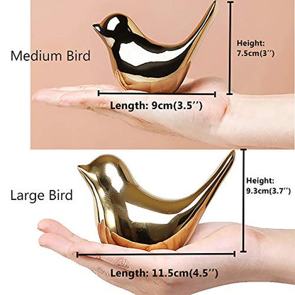 FANTESTICRYAN Small Birds Statues Gold Home Decor Modern Style Figurine Decorative Ornaments for Living Room, Bedroom, Office Desktop, Cabinets