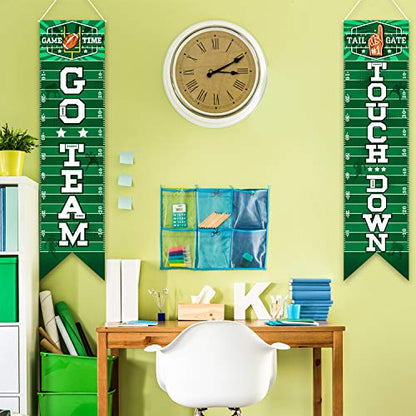 Football Decorations Football Sign Wall Pennant Banner Football Porch Sign Welcome Banner for Sport Theme Party Football Parade Decoration Game Time Festival Banner Party Accessory (Green, 47.2 x 11.8