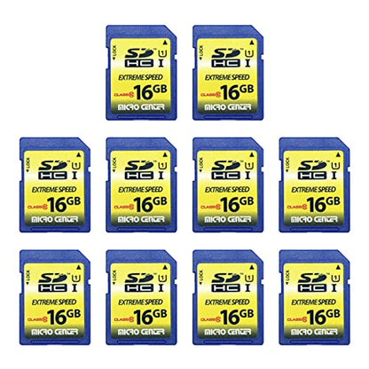 16GB Class 10 SDHC Flash Memory Card 10 Pack Standard Full Size SD Card USH-I U1 Trail Camera Memory Card by Micro Center (10 Pack)