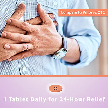 Curist Omeprazole 20mg Tablets - 42 Count Delayed-Release Tablets - Acid Reflux Medicine for Heartburn Relief