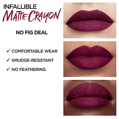 L'Oreal Paris Infallible Matte Lip Crayon, No Blossom Fig Deal (Packaging May Vary)