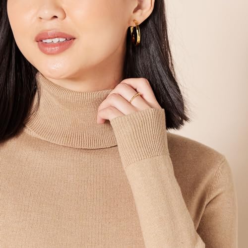 Amazon Essentials Women's Classic-Fit Lightweight Long-Sleeve Turtleneck Sweater (Available in Plus Size), Camel Heather, Medium