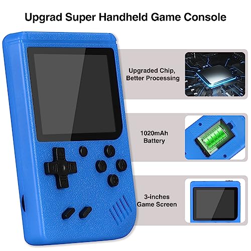 Handheld Game Console, Mini Arcade Machines Built-in 400 Classical FC Games, (Blue-400 Games)
