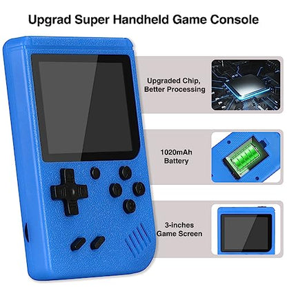 Handheld Game Console, Mini Arcade Machines Built-in 400 Classical FC Games, (Blue-400 Games)