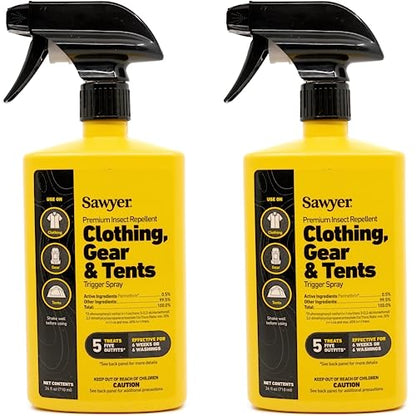 Sawyer Products SP6572 Twin Pack Premium Permethrin Clothing Insect Repellent Trigger Spray, 24 oz,Yellow