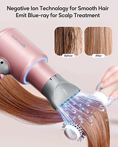 Wavytalk Professional Ionic Hair Dryer Blow Dryer with Diffuser and Concentrator for Curly Hair 1875 Watt Negative Ions Dryer with Ceramic Technology Nozzle for Fast Drying as Salon Light and Quiet