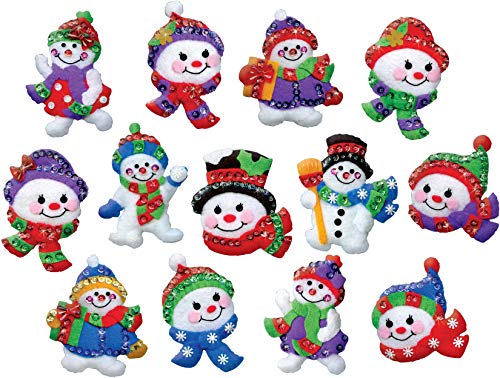Design Works Crafts Jolly Snowmen Felt Ornament Kit, White