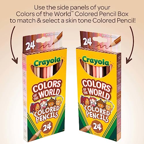 Crayola Colored Pencils 24 Pack, Colors of the World, Skin Tone Colored Pencils, 24 Colors