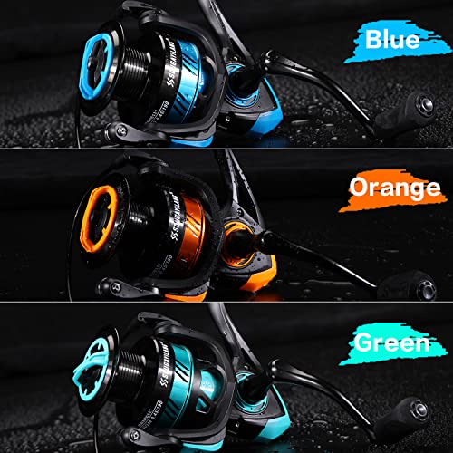 Sougayilang Fishing Reel, Ultralight Spinning Reel with Aluminum Spool, 5.2:1 High Speed Spinning Fishing Reel, 1000-6000 Series for Freshwater-Orange 6000