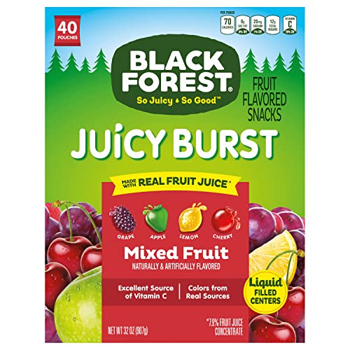 Black Forest Juicy Burst Fruit Snacks, School Snacks, Mixed Fruit, 0.8 Ounce Pouches (40 Count)