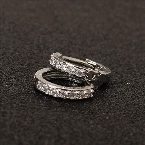 925 Sterling Silver Hoop Earrings for Women Teen Girls | Small Zircon Inlay Hoops Stud Earring Fashion Jewelry Gift (one row zircon)