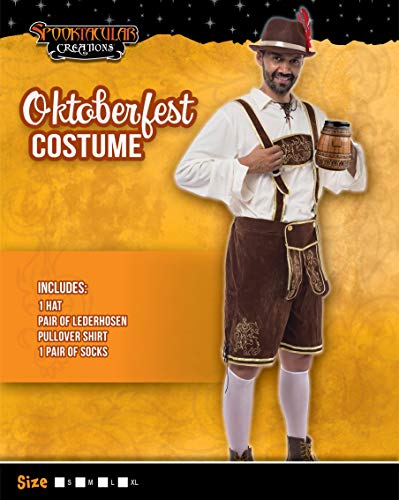 Spooktacular Creations Men’s German Bavarian Oktoberfest Costume Set for Halloween Dress Up Party and Beer Festival (Large)