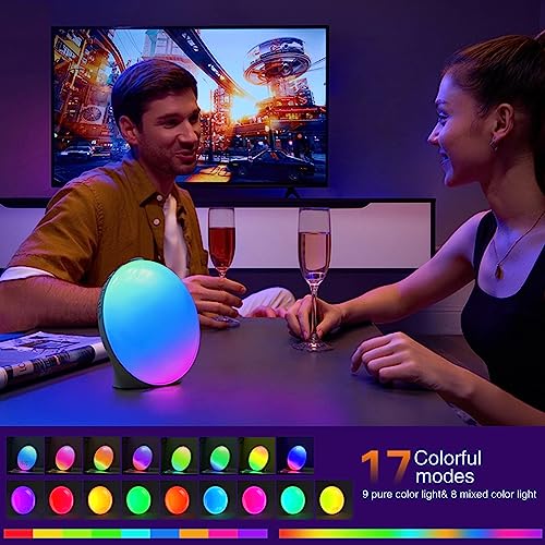 Sound Machine with Sunrise & Sunset for Adults Sleeping, White Noise Machine with 2 Alarm Clock, 10 Soothing Sounds, 17 Color Night Light, Adjustable Volume, Dimmable LED Display, FM Radio to Wake Up