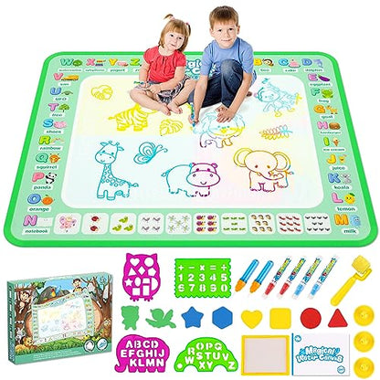 Water Doodle Mat,Reusable Painting Writing Doodle Board Toy,Mess Free Coloring Doodle Drawing Mat Educational Toys,Birthday Christmas Gifts for 3 4 5 6 7 8 Years Old Kids