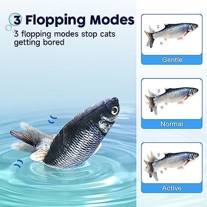 Potaroma Cat Toys Flopping Fish with SilverVine and Catnip, Moving Cat Kicker, Floppy Wiggle Fish for Small Dogs, Interactive Motion Kitten Exercise Toys, Mice Animal Toys 10.5"