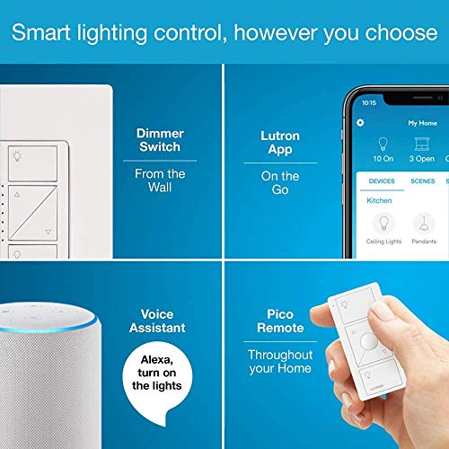 Lutron Caseta Deluxe Smart Dimmer Switch (2 Count) Kit with Caseta Smart Hub | Works with Alexa, Apple Home, Ring, Google Assistant | P-BDG-PKG2W-A | White