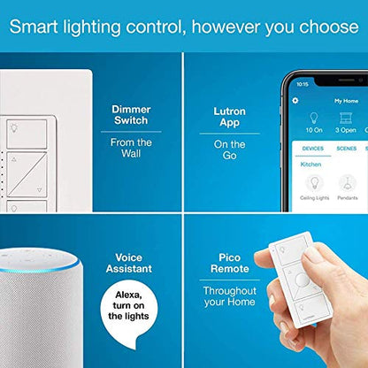 Lutron Caseta Deluxe Smart Dimmer Switch (2 Count) Kit with Caseta Smart Hub | Works with Alexa, Apple Home, Ring, Google Assistant | P-BDG-PKG2W-A | White