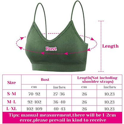 selizo Padded Bralettes for Women, 6 Pcs Sports Bras for Women Pack, V Neck Cami Bando Bra for Women Girls, S-M