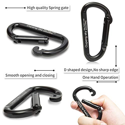 Carabiner Clip，855lbs，3" Heavy Duty Caribeaners for Hammocks,Camping Accessories,Hiking,Keychain,Outdoors and Gym etc,Spring Snap Hook Carabiners for Dog Leash,Harness and Key Ring,2 PCS,Black