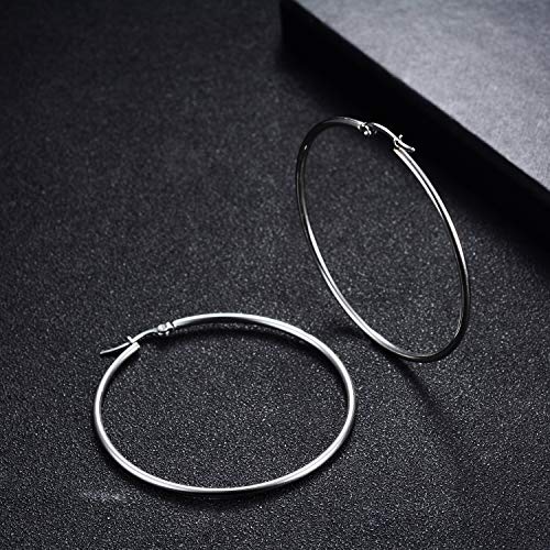 Yanxyad 2 Pairs a Set Hoop Earring Set 316L Stainless Steel Hoop Earrings for Women or Girls