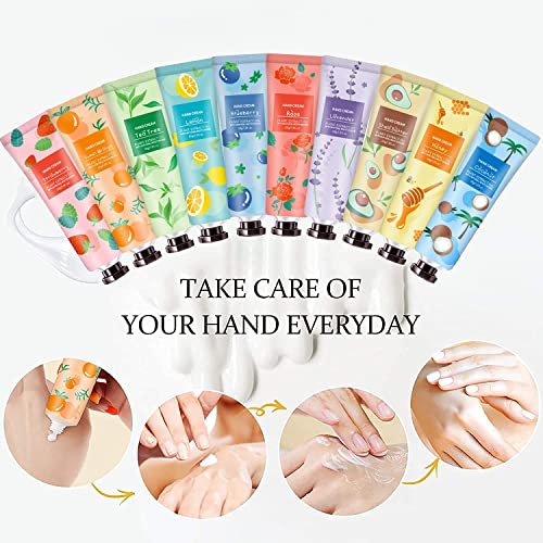 10 Pack Hand Cream for Dry Cracked Hands,Mothers Day Gifts for Women ,Teacher Appreciation Gifts, Nurses Week Gifts, Natural Plant Fragrance Mini Hand Lotion Moisturizing Hand Care Cream Travel Size Hand Lotion for Dry Hand Gift Set for Mom,Mothers Day Gi