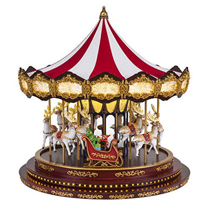 Mr. Christmas Deluxe Carousel Musical Animated Indoor Christmas Decoration, 15 Inch, Brown